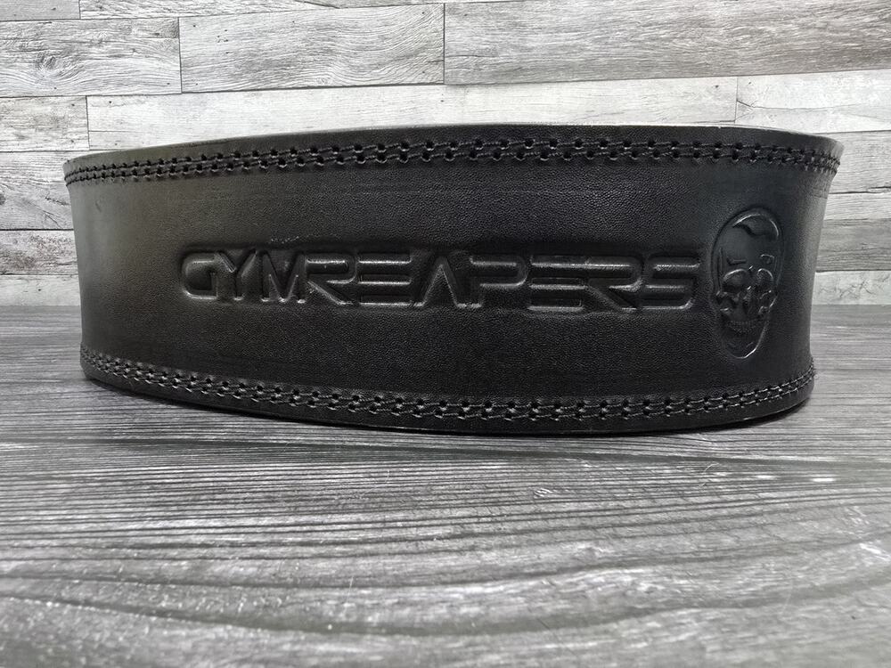 Gymreapers 10mm Leather Powerlifting Belt W/ Black Steel Lever Buckle - Medium M